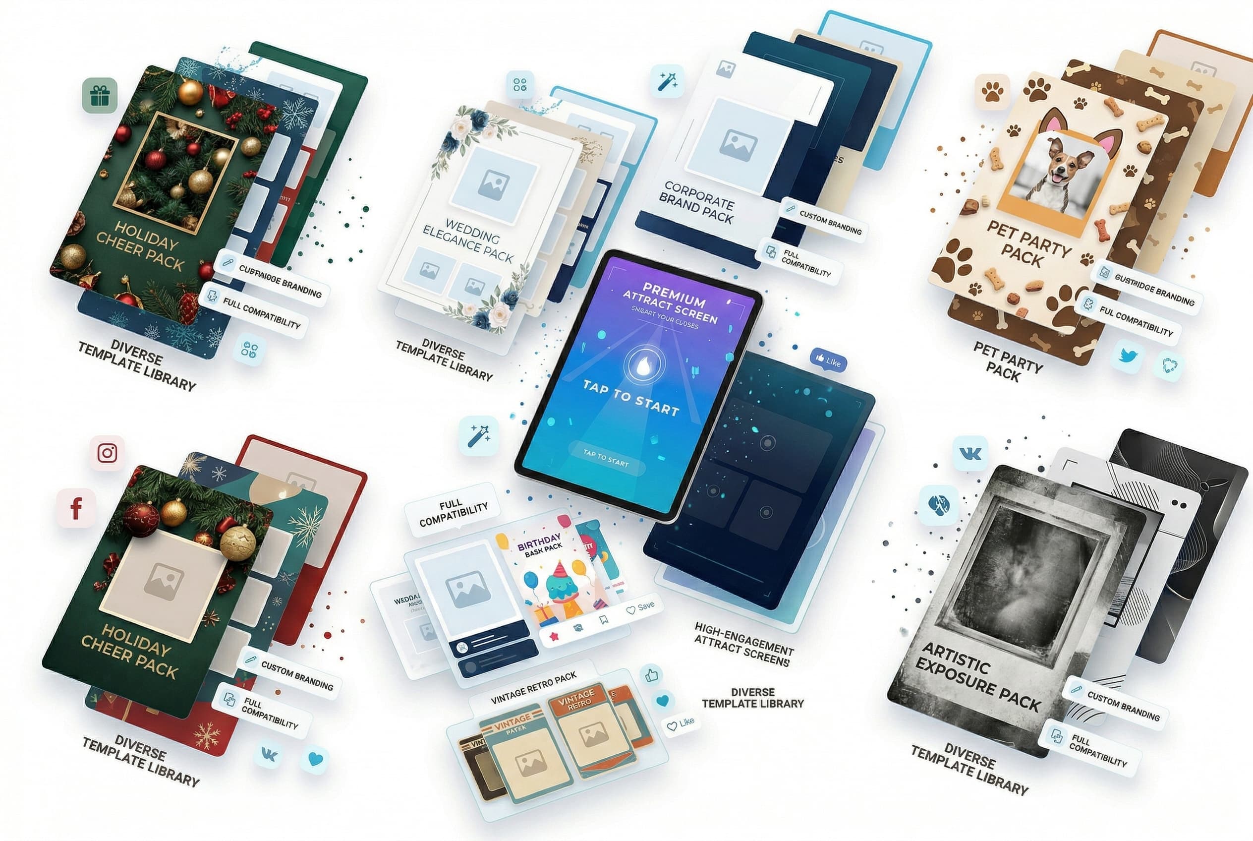 Photo booth templates and attract screens showcase